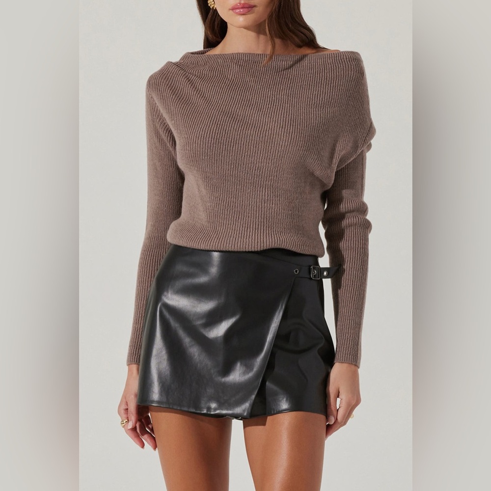 ASTR the label one-shoulder rib sweater NWT